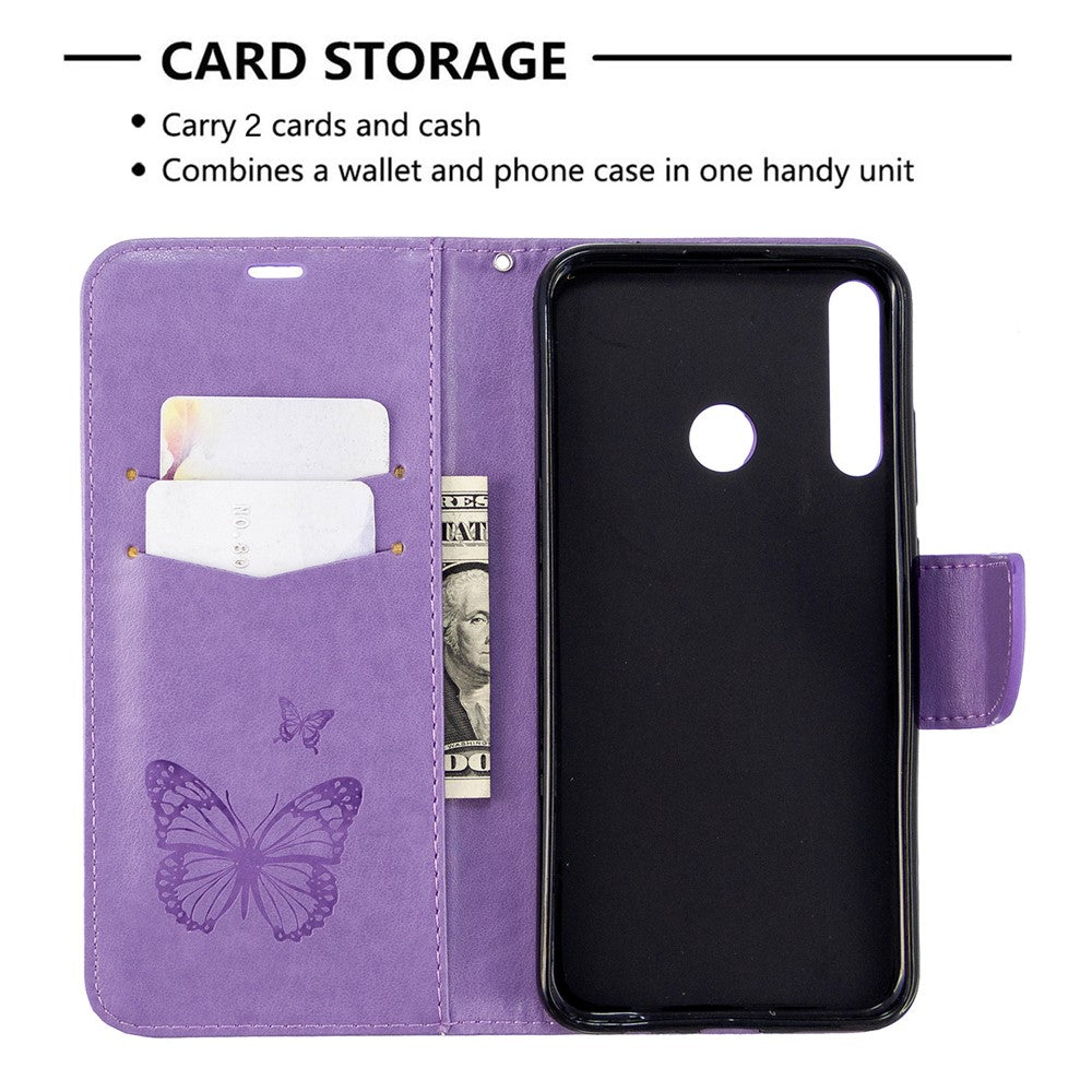 Läderfodral med fjärilsmotiv för Huawei P40 Lite E / Y7p