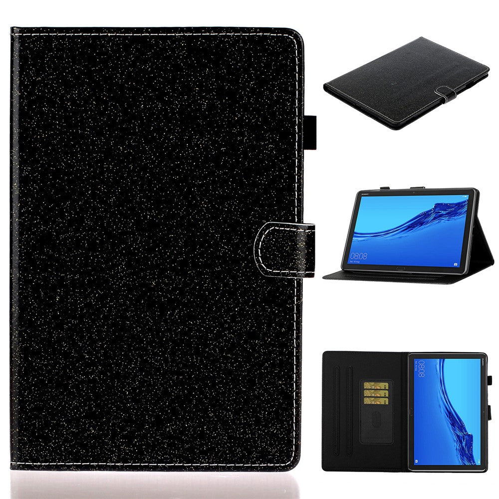Glitter Powder Shiny Leather Smart Case with Card Slots for Huawei MediaPad M5 lite 10
