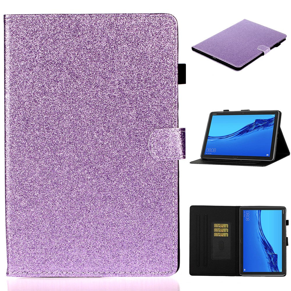 Glitter Powder Shiny Leather Smart Case with Card Slots for Huawei MediaPad M5 lite 10