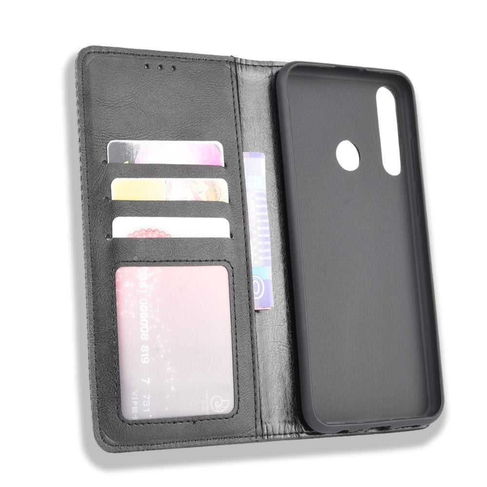 Auto-absorbed Vintage PU Leather Wallet Case Cover for Huawei Y6p