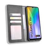 Auto-absorbed Vintage PU Leather Wallet Case Cover for Huawei Y6p