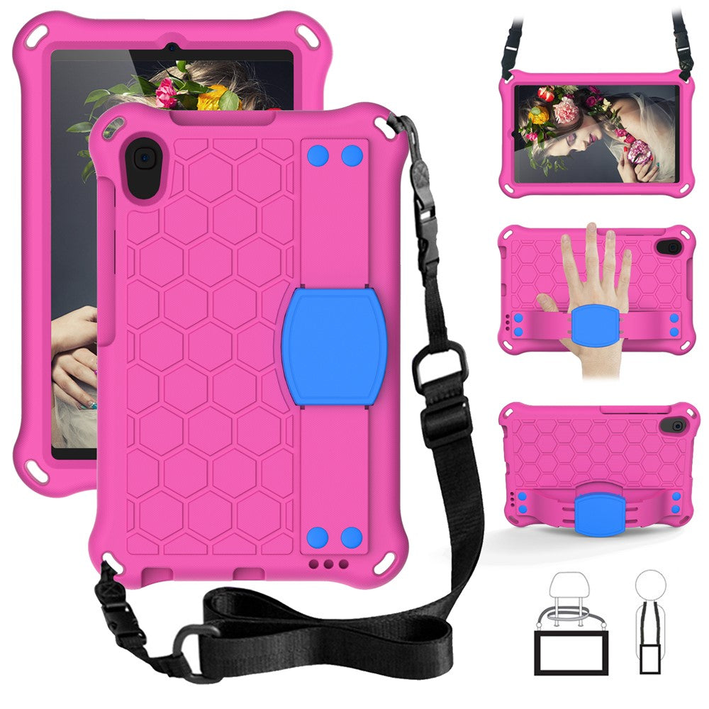 Honeycomb Texture EVA Tablet Case with Shoulder Strap for Huawei MediaPad M5 Lite/M6 8.4-inch