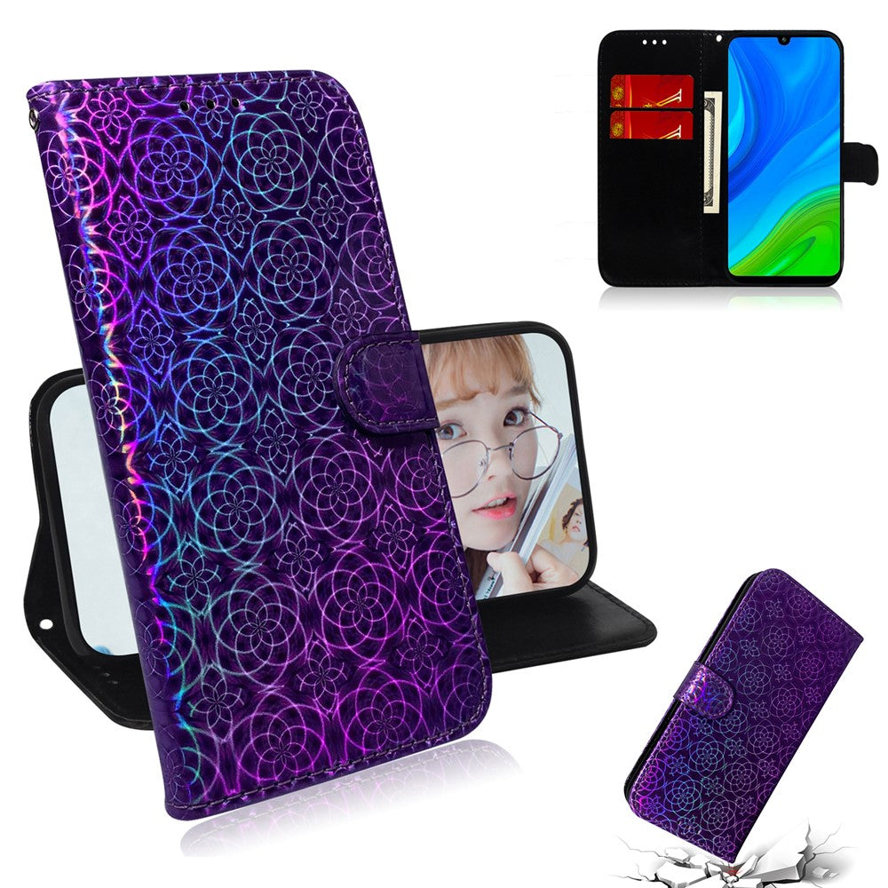 Magnetiskt läderskal i blommigt för Huawei P smart 2020