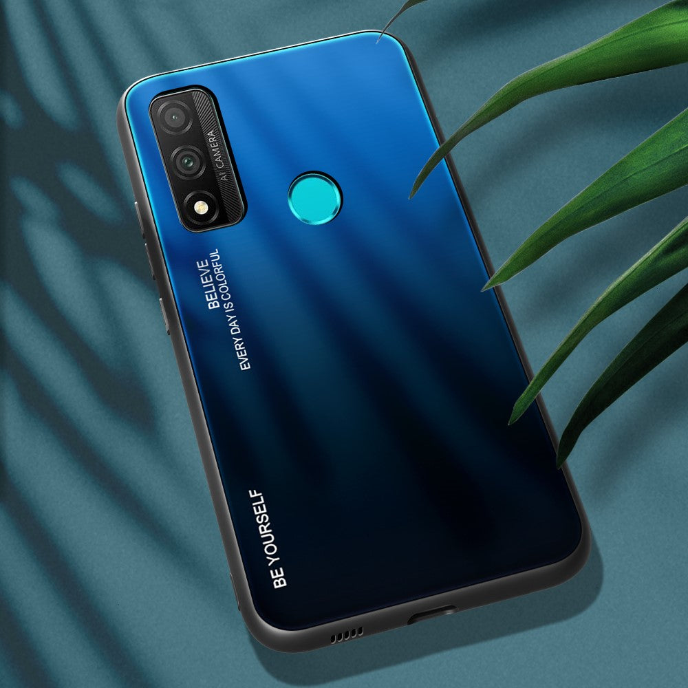 Kombinationsskal i härdat glas + PC + TPU i tonad färg för Huawei P Smart 2020