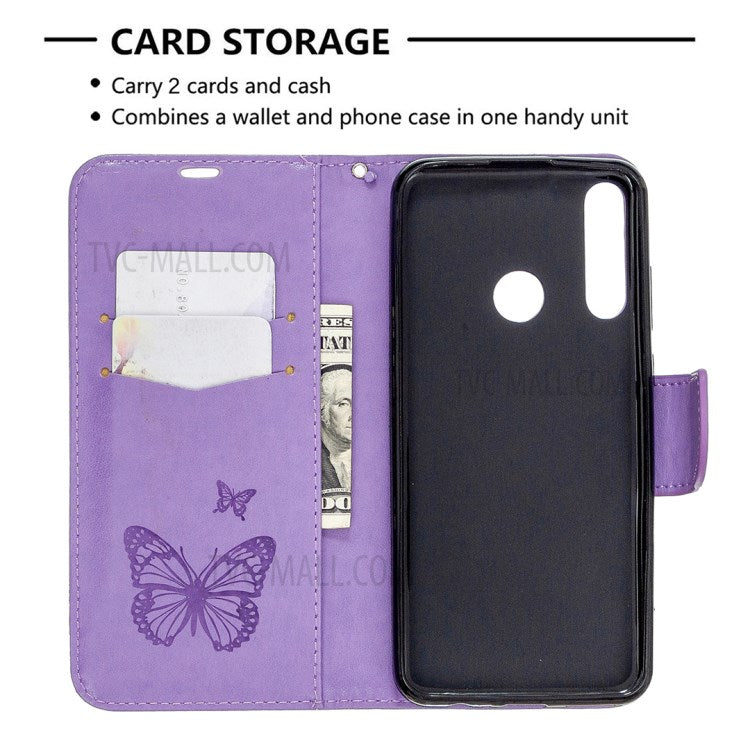 Imprint Butterfly Leather Stylish Shell for Huawei Y6p