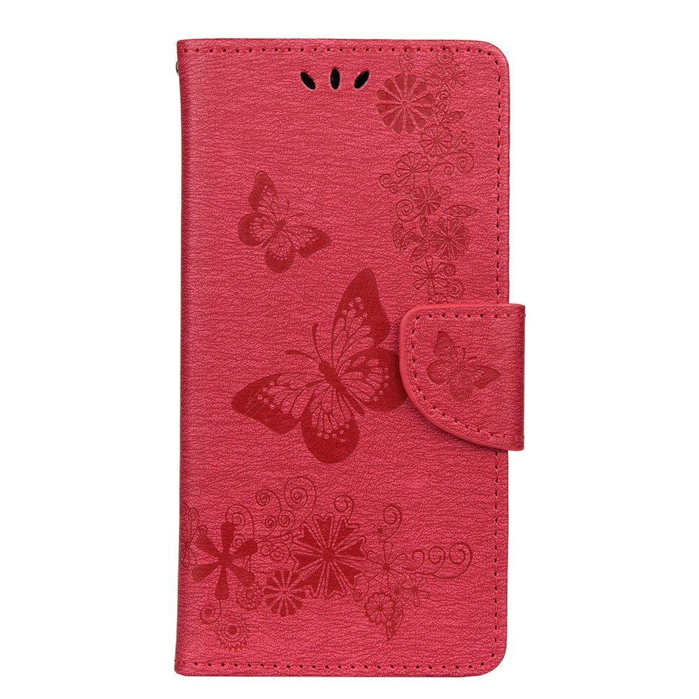 Läderplånboksfodral med tryck och fjäril till Huawei P smart 2020
