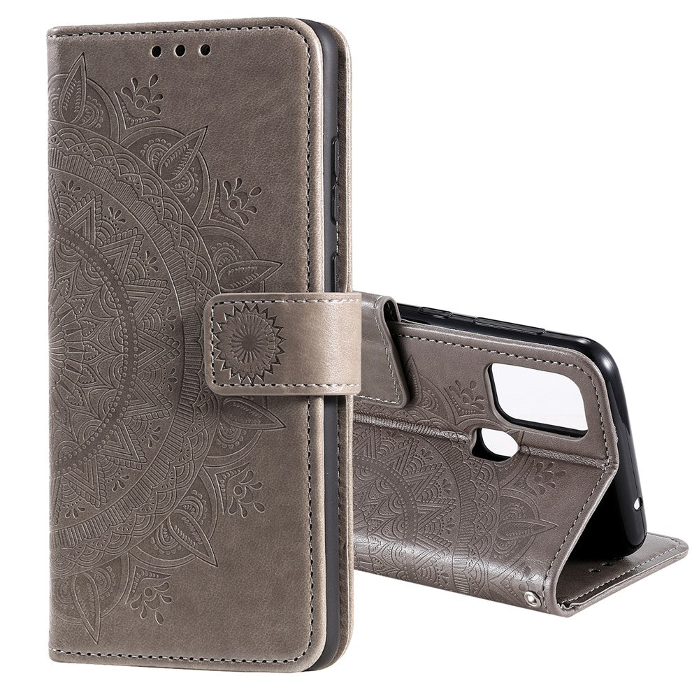 Imprint Flower Leather Wallet Stand Case for Honor 9X Lite