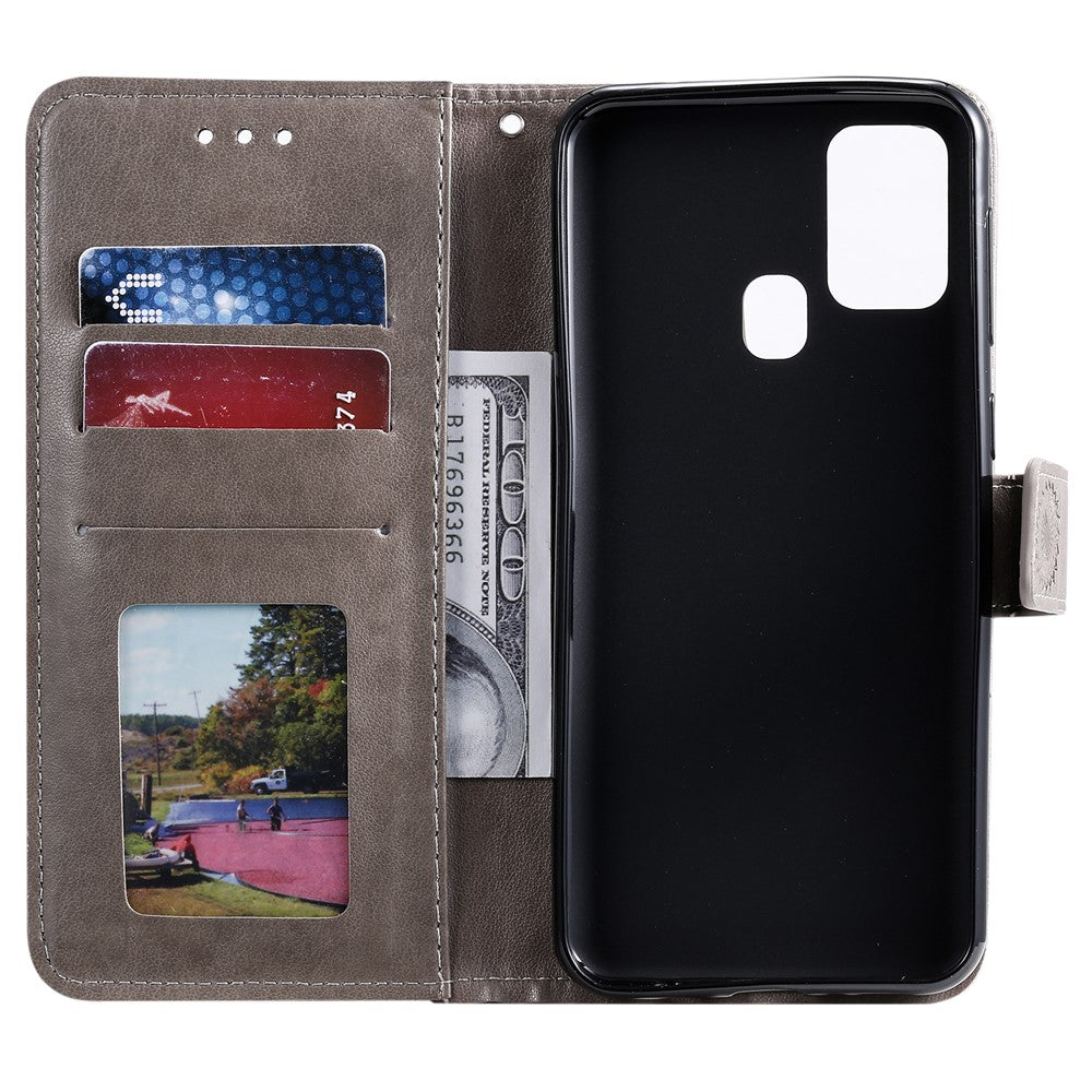 Imprint Flower Leather Wallet Stand Case for Honor 9X Lite