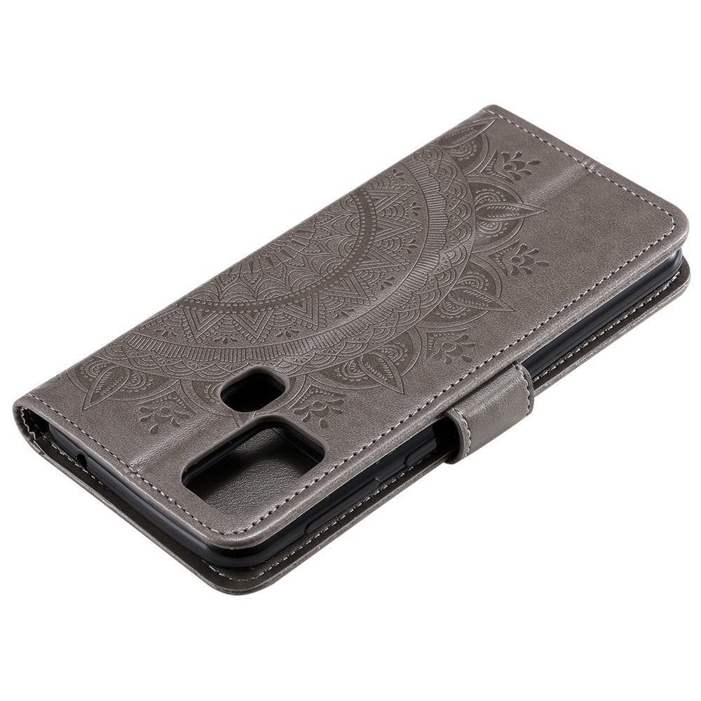 Imprint Flower Leather Wallet Stand Case for Honor 9X Lite