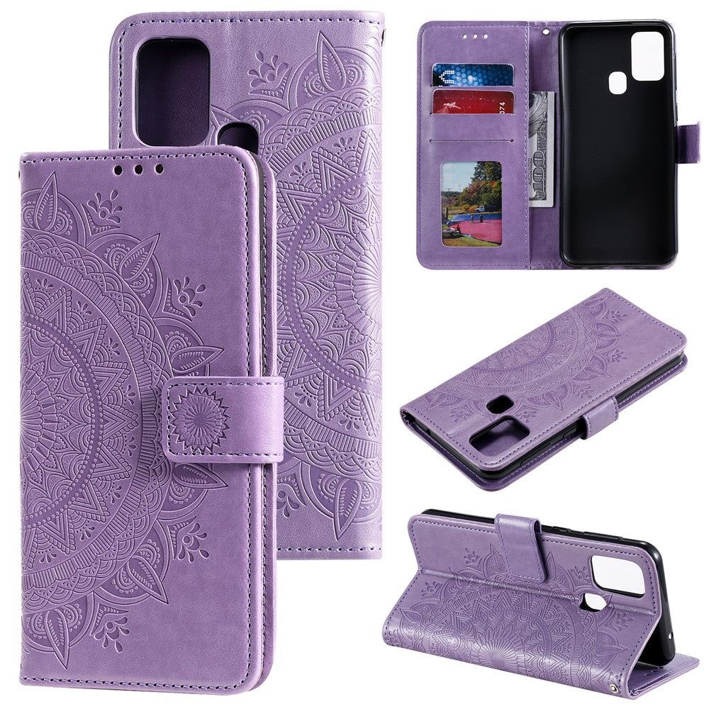 Imprint Flower Leather Wallet Stand Case for Honor 9X Lite