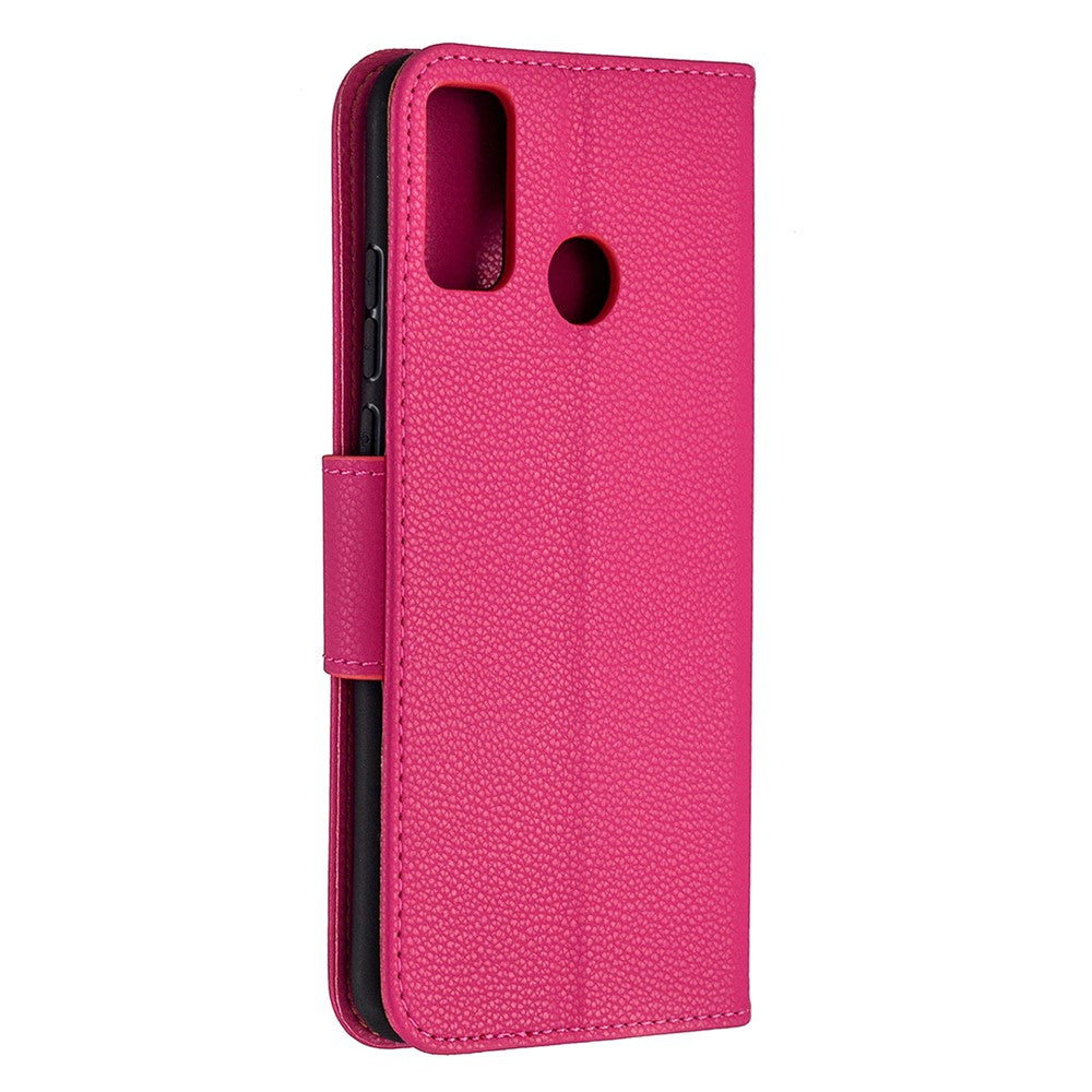 Litchi Texture Wallet Stand Leather Cover with Strap for Honor 9X Lite