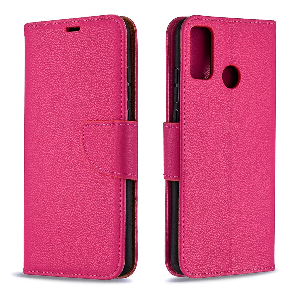 Litchi Texture Wallet Stand Leather Cover with Strap for Honor 9X Lite