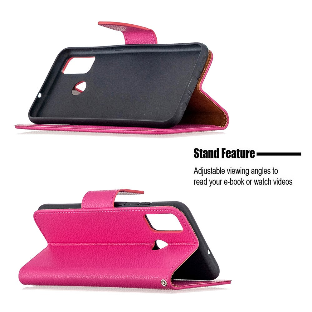 Litchi Texture Wallet Stand Leather Cover with Strap for Honor 9X Lite