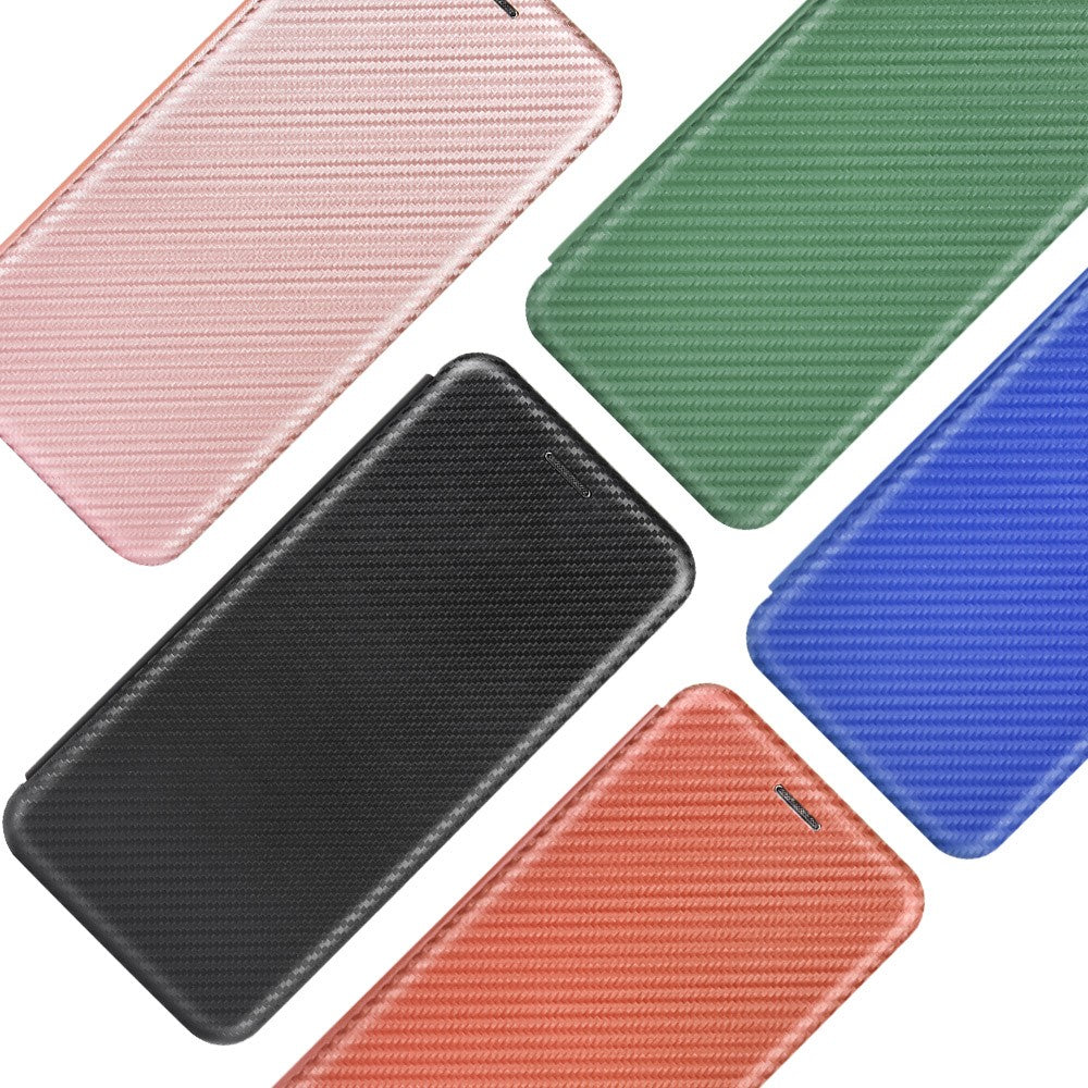 Auto-absorbed Carbon Fiber Leather Stand Mobile Phone Case for Huawei Y5p