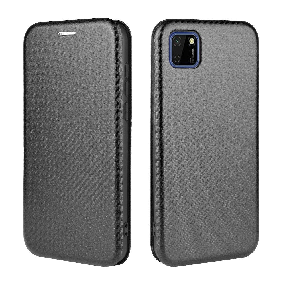 Auto-absorbed Carbon Fiber Leather Stand Mobile Phone Case for Huawei Y5p