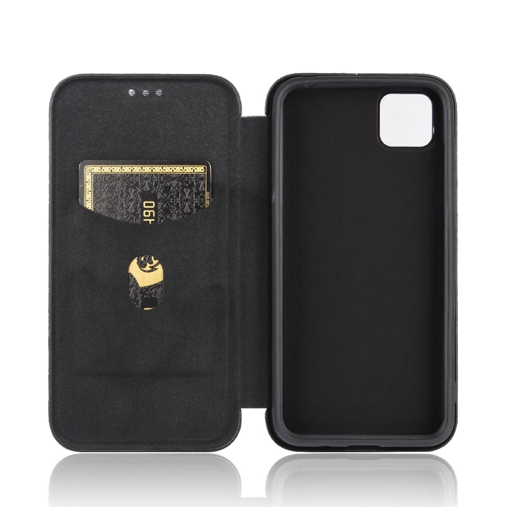Auto-absorbed Carbon Fiber Leather Stand Mobile Phone Case for Huawei Y5p