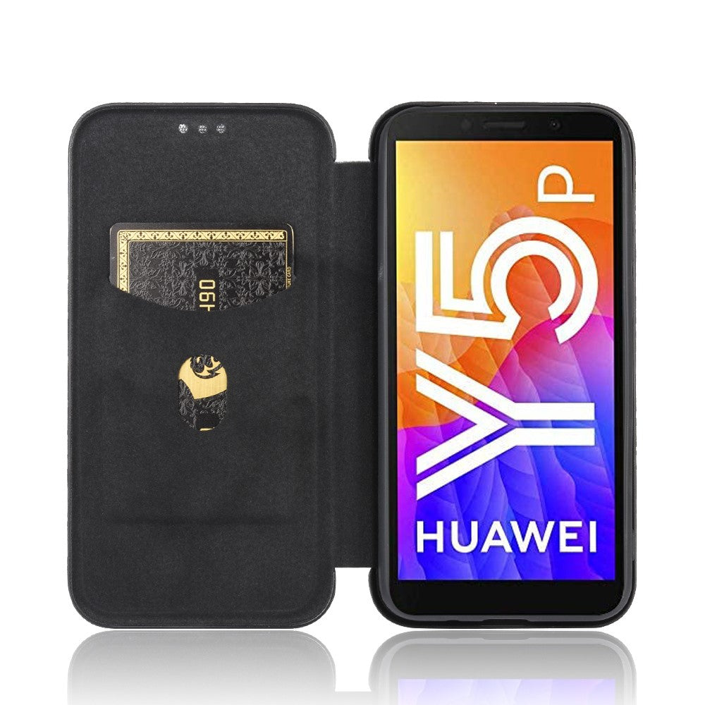 Auto-absorbed Carbon Fiber Leather Stand Mobile Phone Case for Huawei Y5p