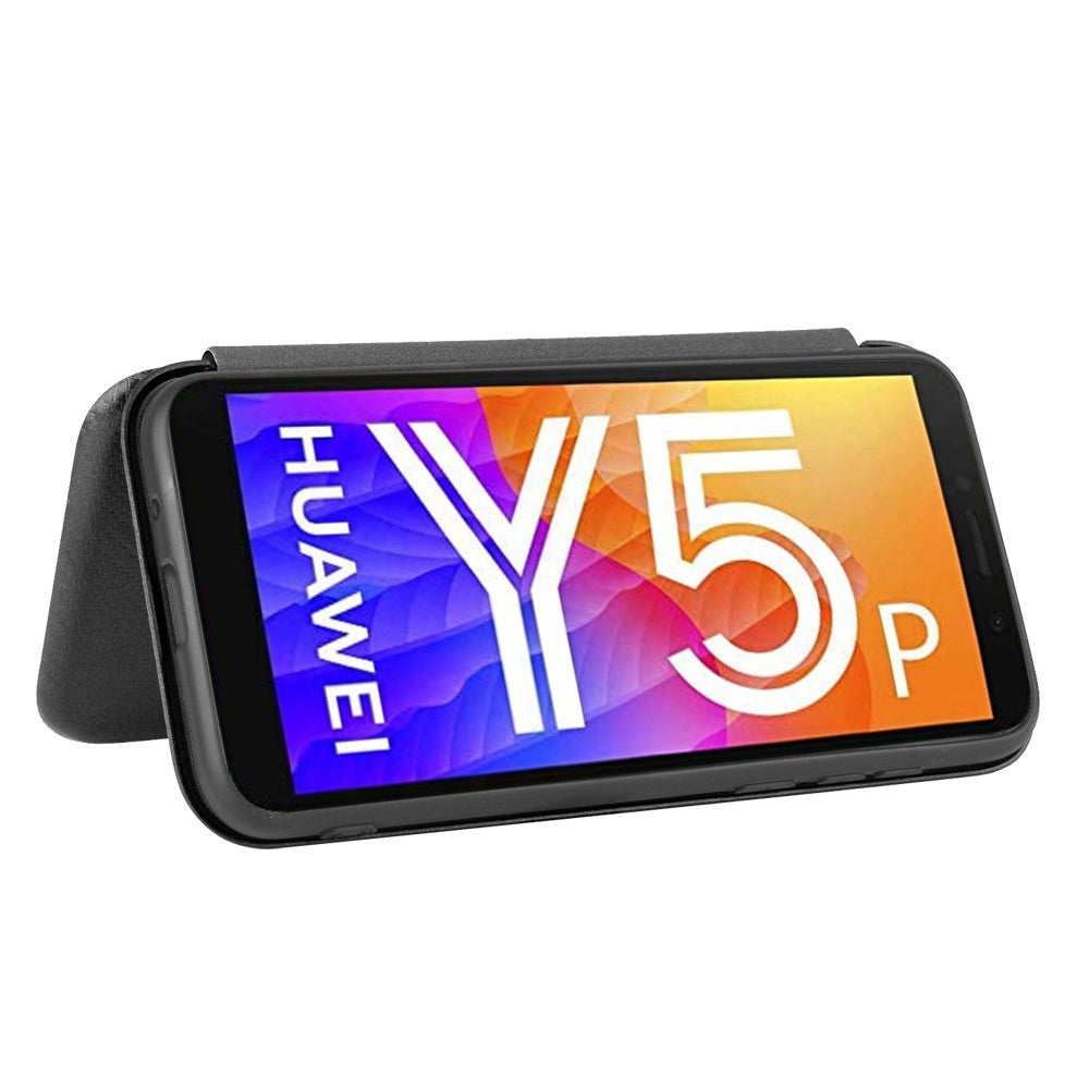 Auto-absorbed Carbon Fiber Leather Stand Mobile Phone Case for Huawei Y5p