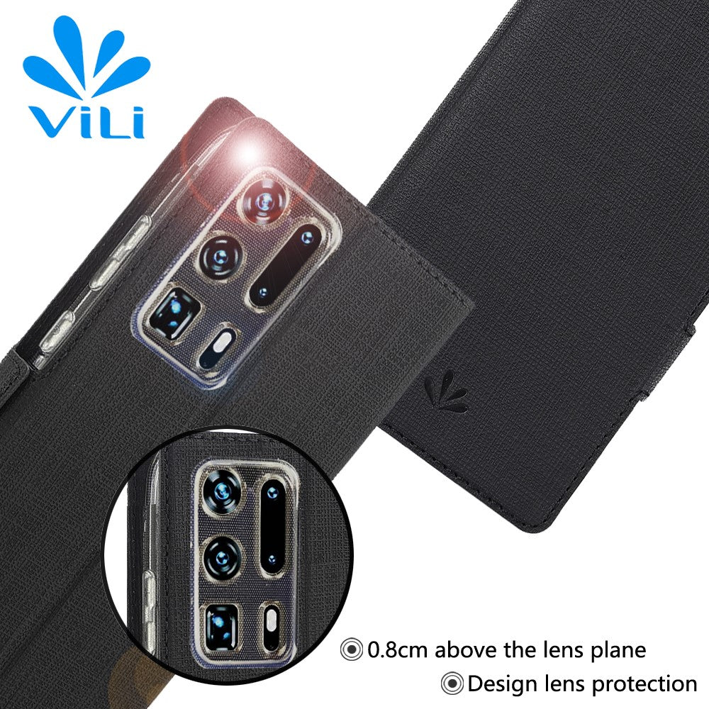 VILI DMK Cross Texture Double Magnetic Clasp Leather Wallet Stand Case for Huawei P40 Pro Plus