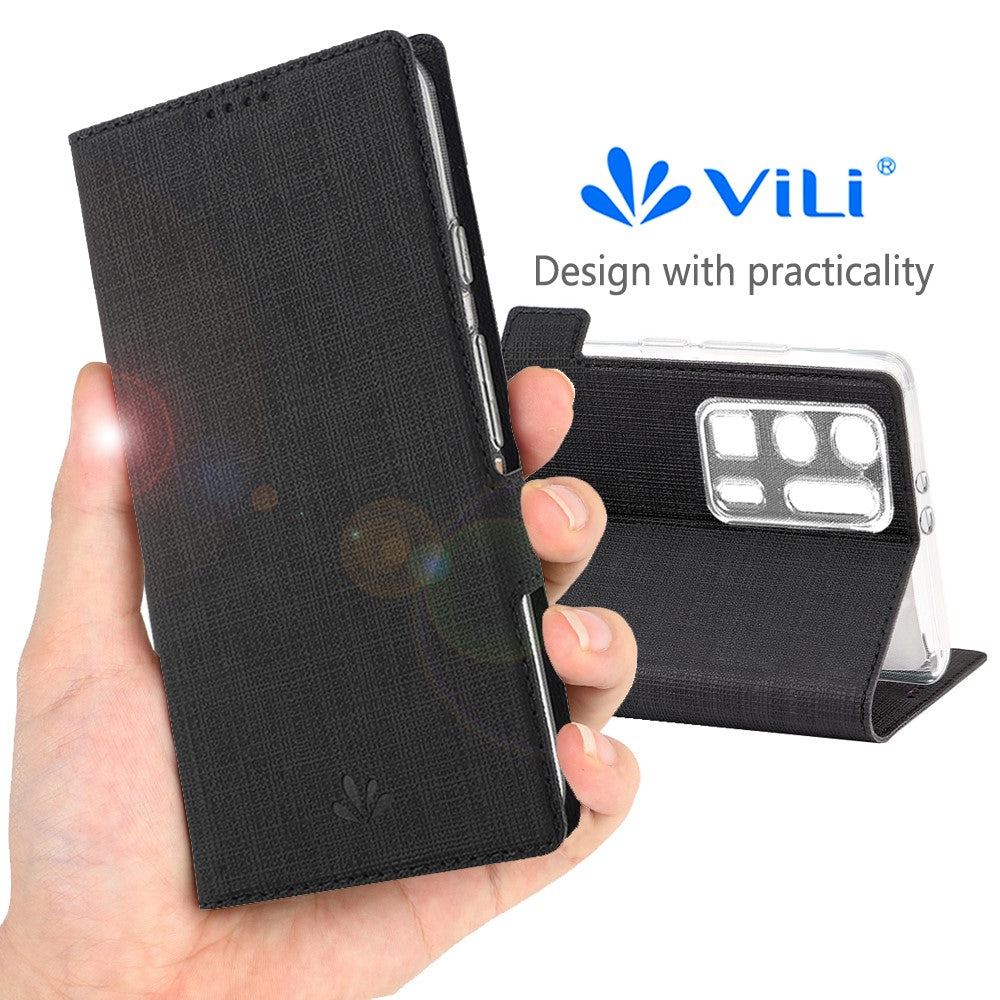 VILI DMK Cross Texture Double Magnetic Clasp Leather Wallet Stand Case for Huawei P40 Pro Plus