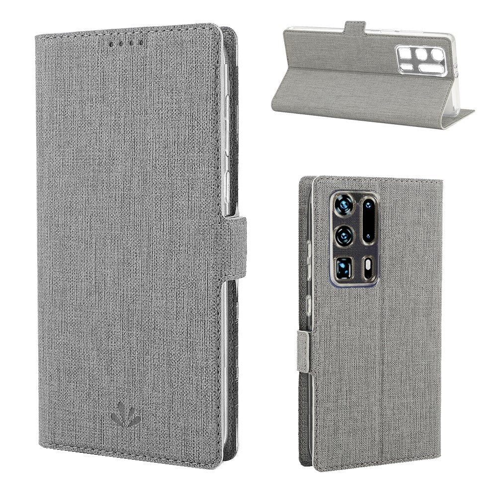 VILI DMK Läderplånboksfodral med korsstruktur och dubbelt magnetiskt spänne för Huawei P40 Pro Plus