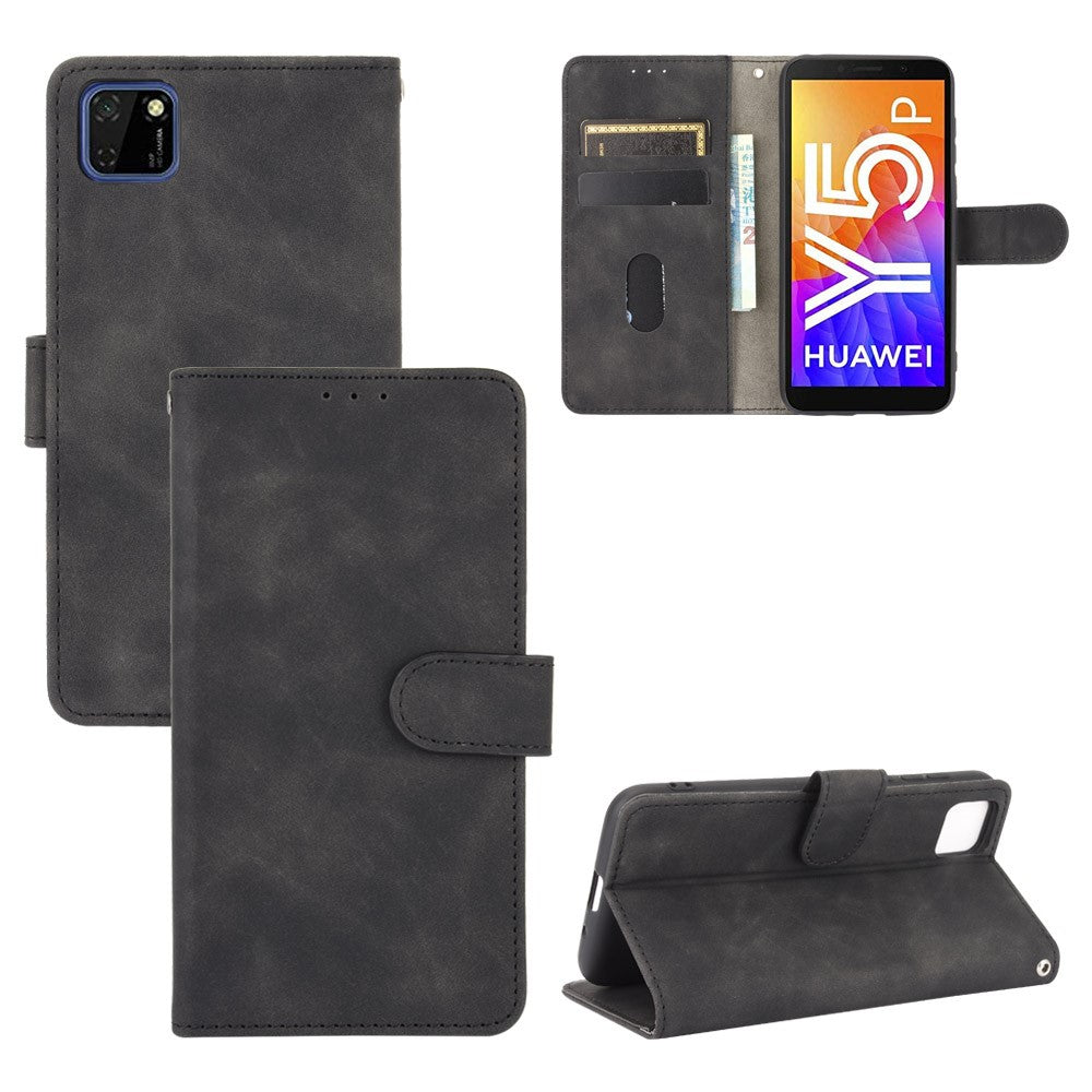 Skin-touch Wallet Stand Leather Phone Cover Case for Huawei Y5p