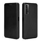 Auto-absorbed Carbon Fiber Texture Shell for Huawei P smart 2021/Y7a Stand Leather Case