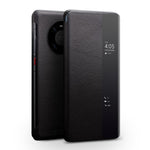 QIALINO For Huawei Mate 40 Pro Smart Visual Window Genuine Leather Phone Case with Auto Wake / Sleep