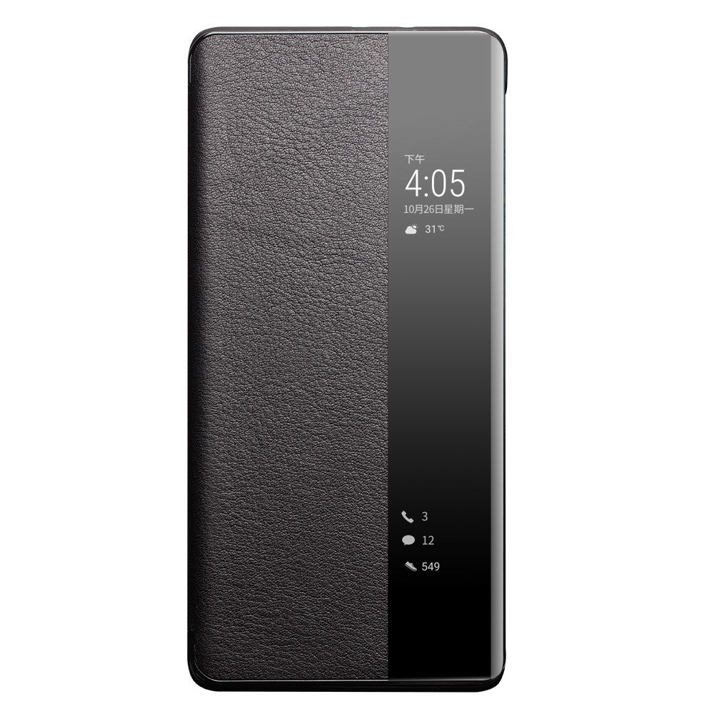 QIALINO For Huawei Mate 40 Pro Smart Visual Window Genuine Leather Phone Case with Auto Wake / Sleep