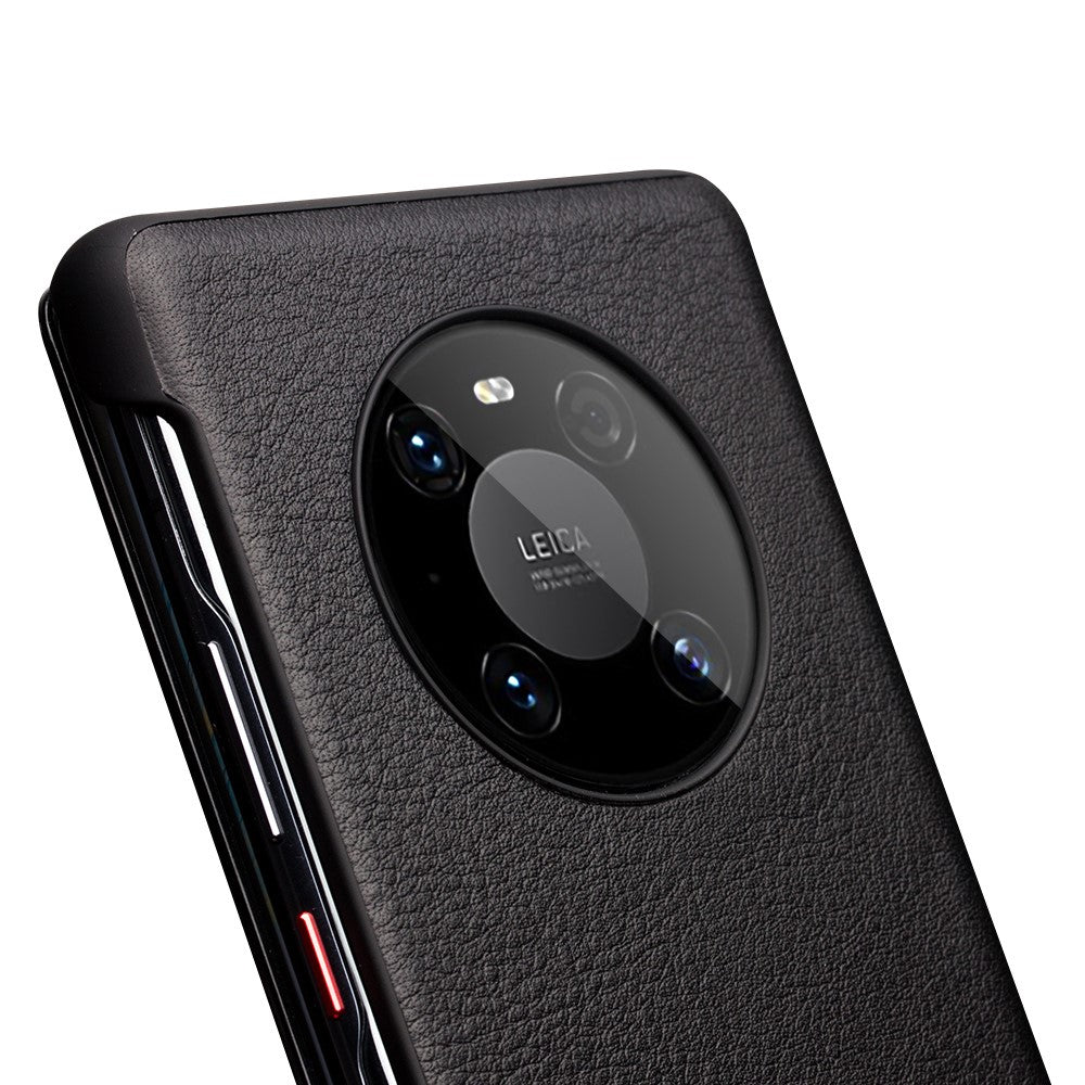 QIALINO For Huawei Mate 40 Pro Smart Visual Window Genuine Leather Phone Case with Auto Wake / Sleep