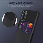 Cloth Texture PU Leather Coated Card Holder PC Back Cover for Huawei P smart 2021 / Y7a