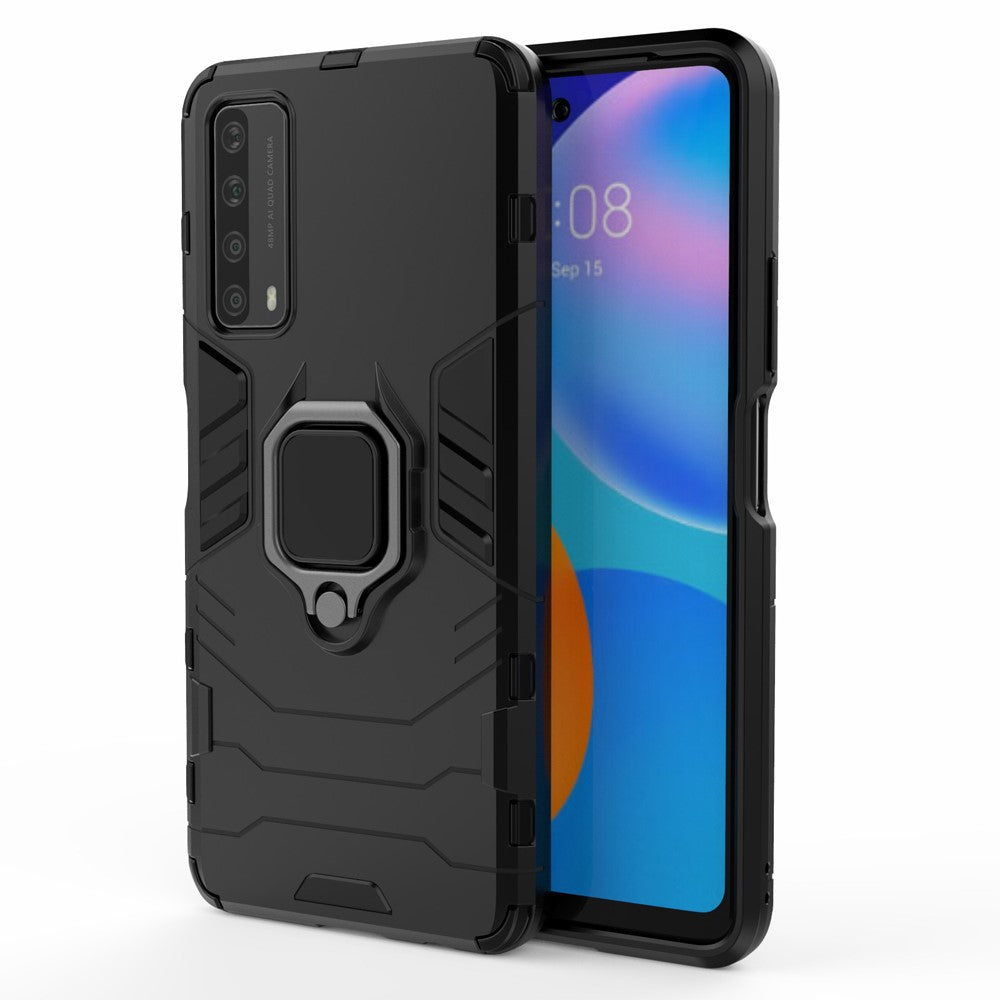 Dual-Layer TPU + PC Hybrid Phone Case + Finger Ring Kickstand for Huawei P smart 2021/Y7a