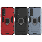 Dual-Layer TPU + PC Hybrid Phone Case + Finger Ring Kickstand for Huawei P smart 2021/Y7a