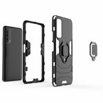 Dual-Layer TPU + PC Hybrid Phone Case + Finger Ring Kickstand for Huawei P smart 2021/Y7a