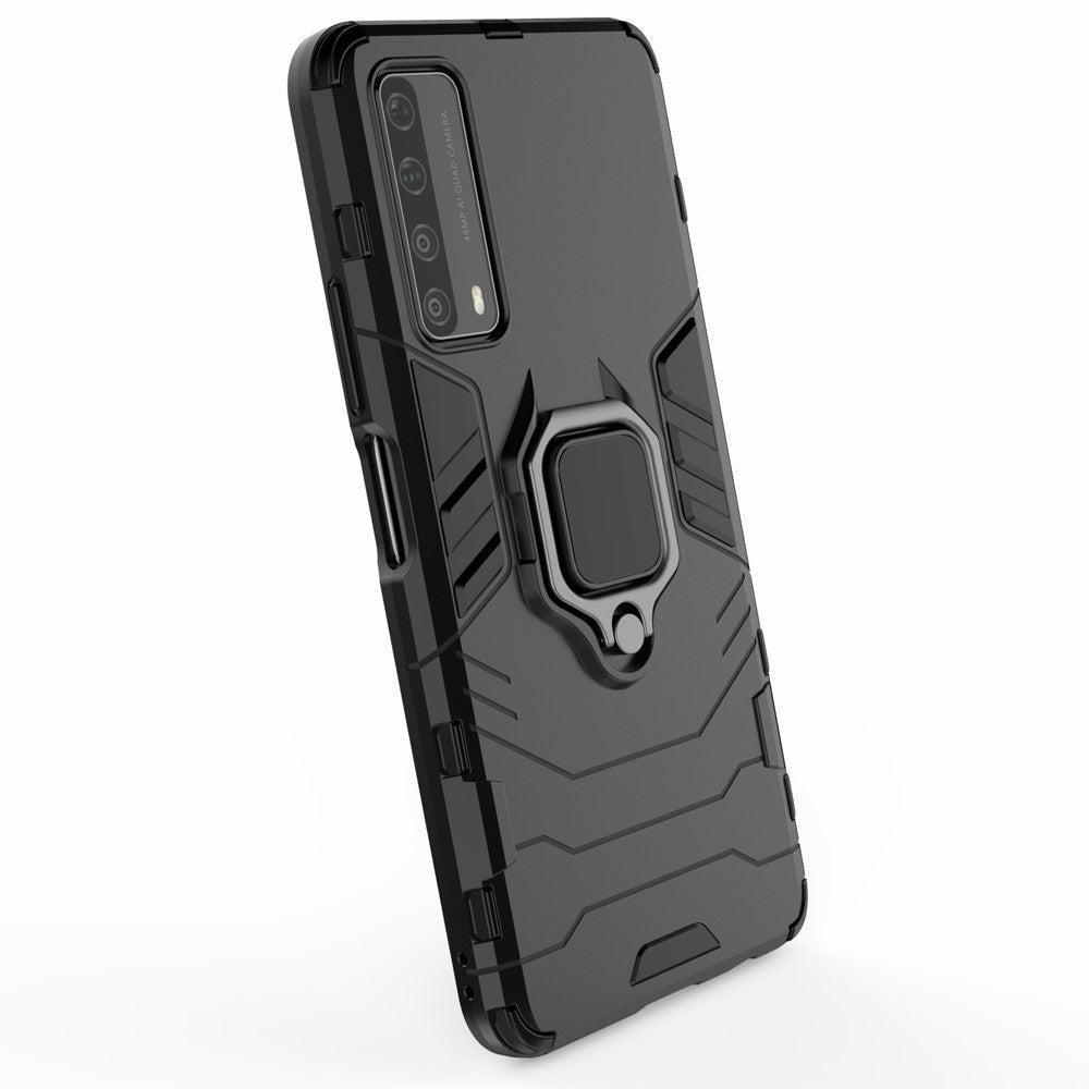Dual-Layer TPU + PC Hybrid Phone Case + Finger Ring Kickstand for Huawei P smart 2021/Y7a