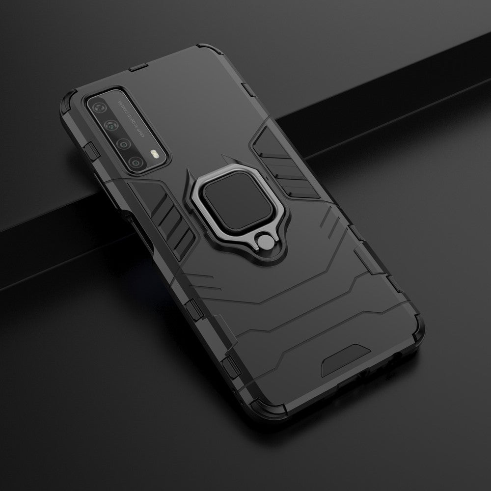 Dual-Layer TPU + PC Hybrid Phone Case + Finger Ring Kickstand for Huawei P smart 2021/Y7a