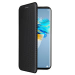 Självabsorberande skal i kolfiberläder med korthållare för Huawei Mate 40 Pro