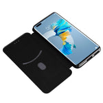 Självabsorberande skal i kolfiberläder med korthållare för Huawei Mate 40 Pro