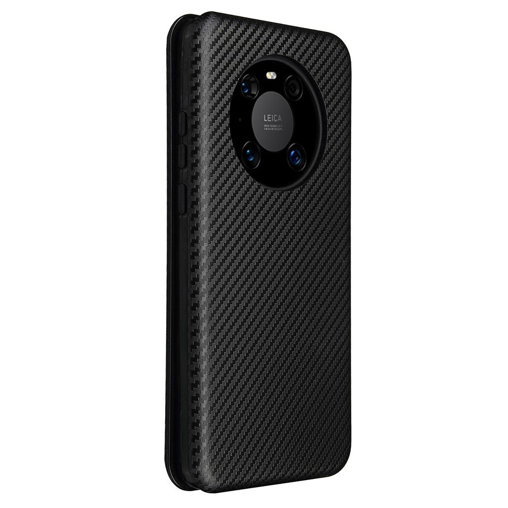 Självabsorberande skal i kolfiberläder med korthållare för Huawei Mate 40 Pro