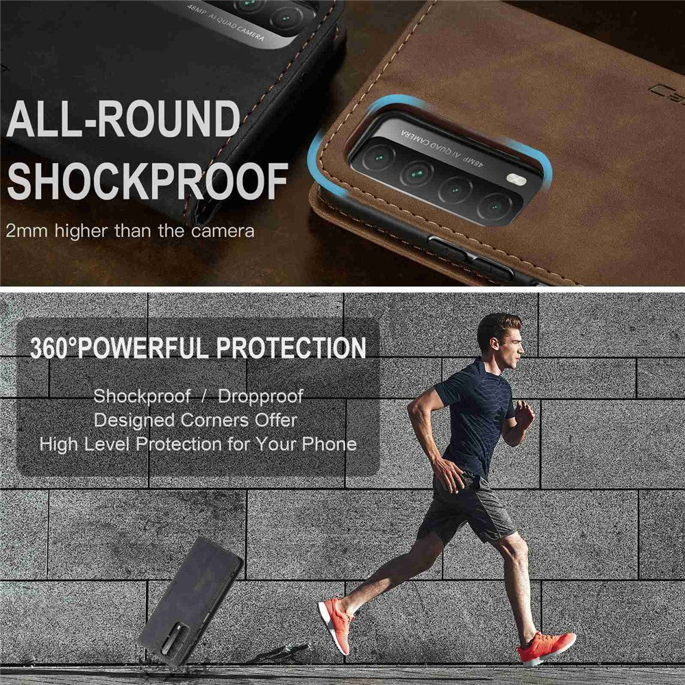 CASEME 013 Series Auto-absorbed Leather Wallet Case for Huawei P Smart 2021 / Y7a