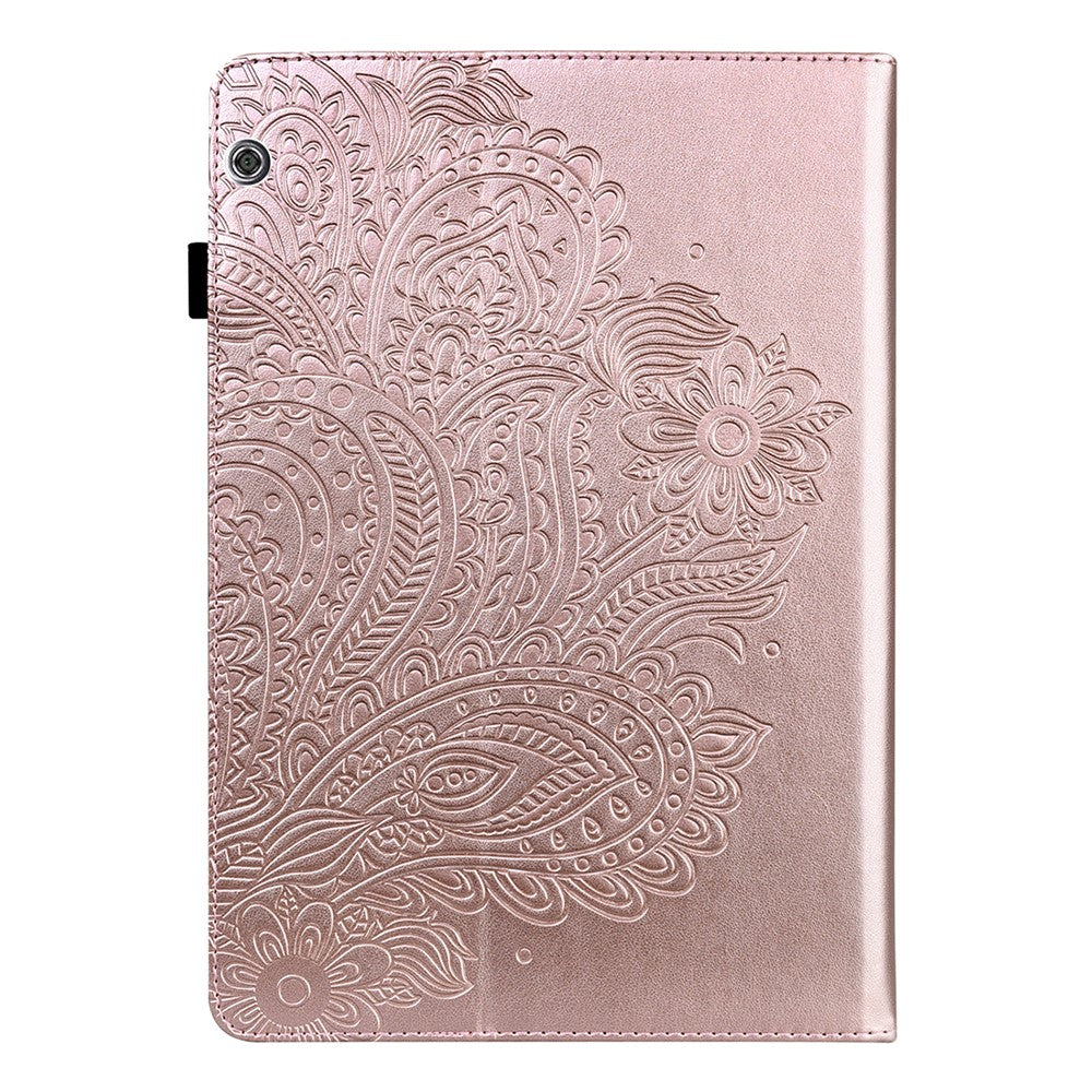 Imprinted Flower Pattern Leather Wallet Stand Tablet Protective Case for Huawei MediaPad T5 10.1