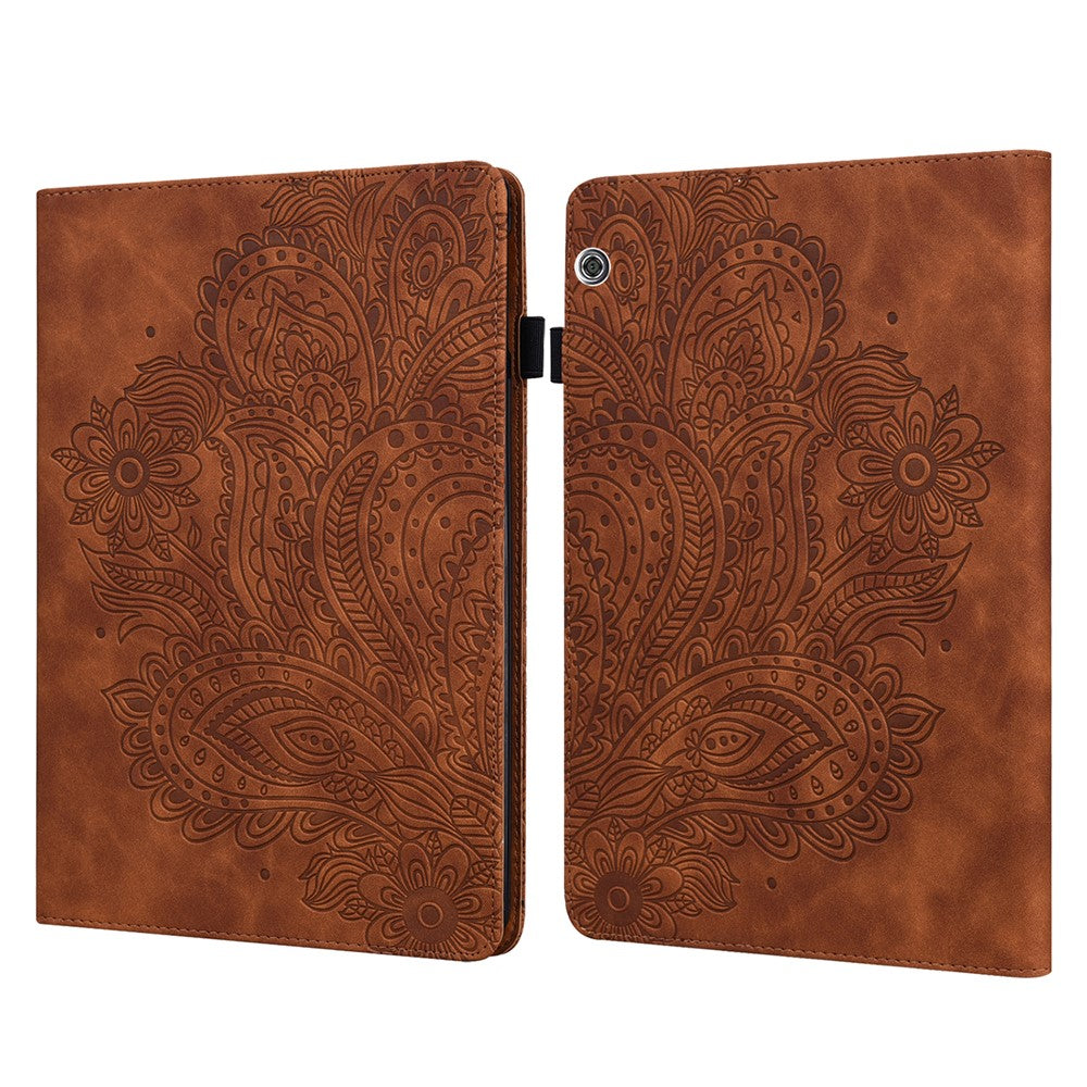 Imprinted Flower Pattern Leather Wallet Stand Tablet Protective Case for Huawei MediaPad T5 10.1