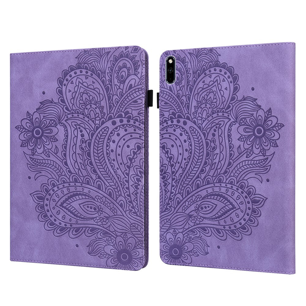 Leather Wallet Stand Tablet Protective Shell with Peacock Flower Pattern Imprinting for Huawei MatePad 10.4 (2020)/(2022)/Honor V6