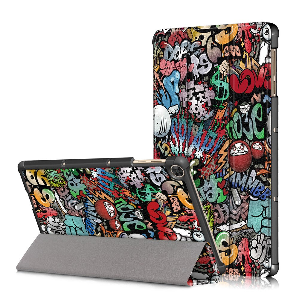 Tri-fold Stand Pattern Printing Leather Case Smart Tablet Cover for Huawei MatePad T 10S/T 10 /Enjoy Tablet 2