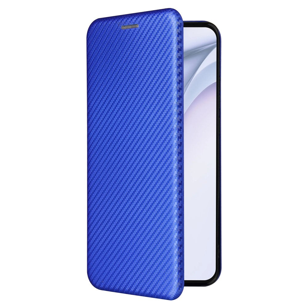 For Huawei P50 Pro Auto-absorbed Leather Cover Carbon Fiber Texture, with Detachable Ring Kickstand Strap