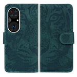 Läderfodral med tigermönster till Huawei P50 Pro plånboksfodral