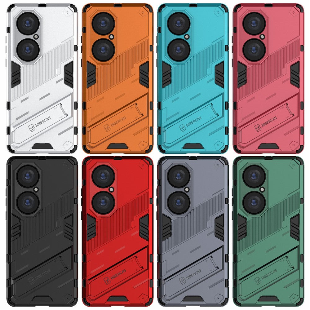 Hopfällbart stativ, stötsäkert PC + TPU hybrid-mobilskal med skydd för Huawei P50 Pro