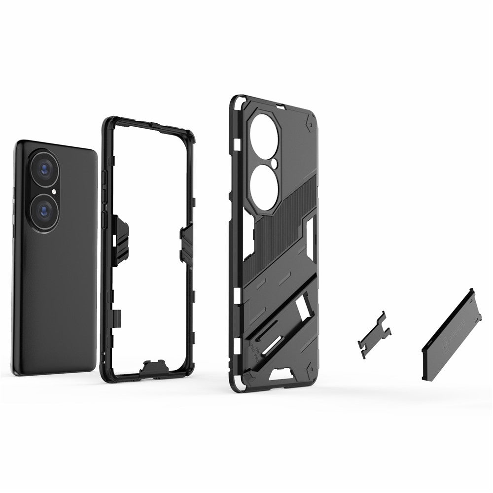 Hopfällbart stativ, stötsäkert PC + TPU hybrid-mobilskal med skydd för Huawei P50 Pro