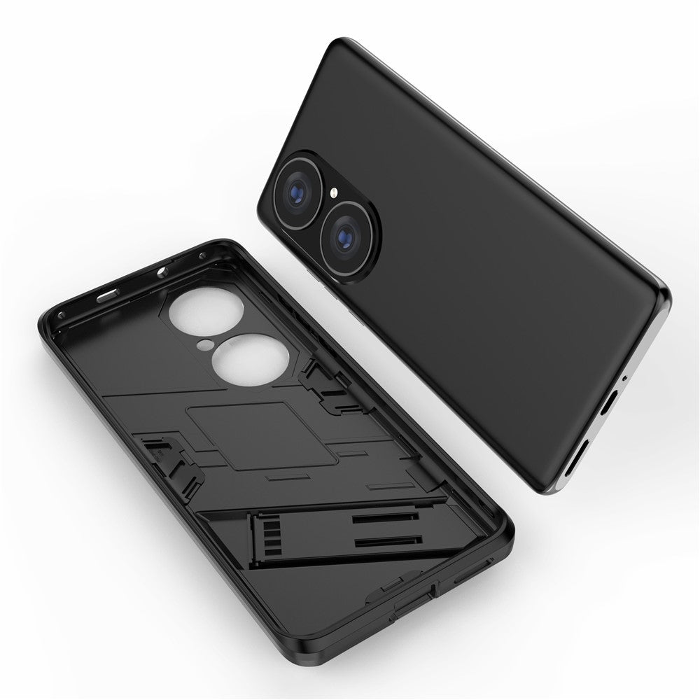 Hopfällbart stativ, stötsäkert PC + TPU hybrid-mobilskal med skydd för Huawei P50 Pro
