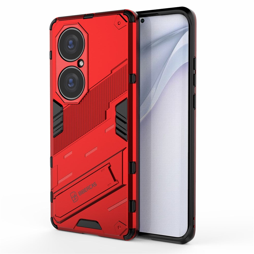 Hopfällbart stativ, stötsäkert PC + TPU hybrid-mobilskal med skydd för Huawei P50 Pro